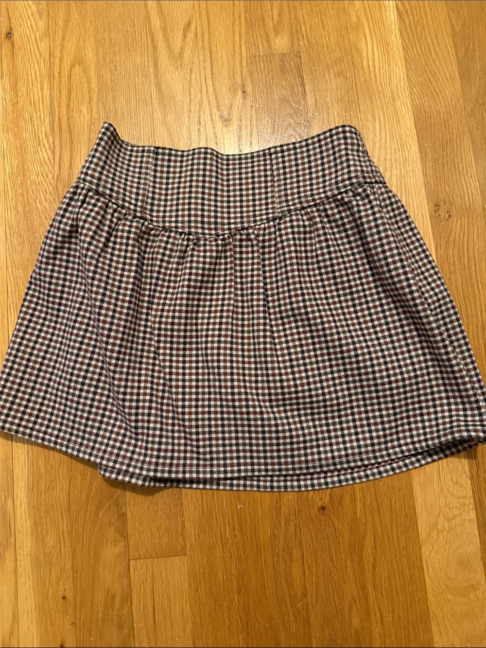 abercrombie kids Brown and Cream Plaid A-Line Skort